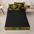 thumbnail image 4 of Homewish Halloween Goth Skull Zipper Twin Comforter Sets with Fitted Sheet and 2 Pillowcases,Vintage Damask Floral Zipper Bedding Set,Black Golden,Black Reversible,4pcs, 4 of 8