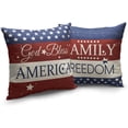 thumbnail image 6 of Fourth of July Independence Day Pillow Covers Vintage God Bless America Family Freedom Pillow Cases 20 x 20 Inch Patriotic Star Stripes 4th of July Cushion Case for Sofa Couch Set of 2, 6 of 6