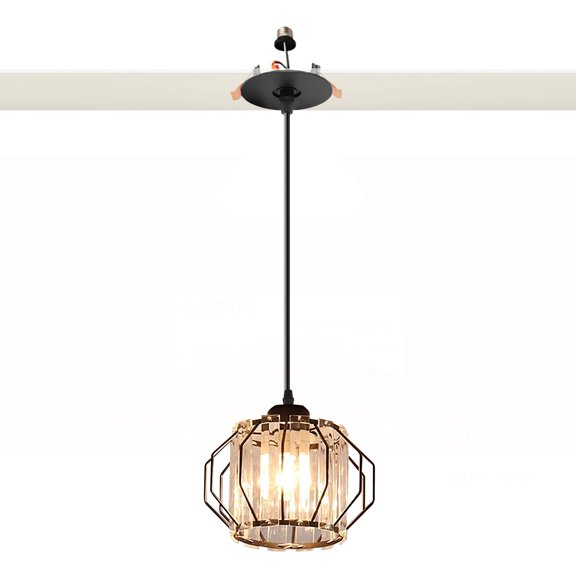 Kiven Can Lights Retrofit Recessed Lighting with E26 Power Outlet Adapter, 4/5 Inch Replacement Conversion Kit,1-Light Crystal Modern Pendant Lighting for Living Room Kitchen Island Black XDD363