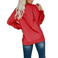 thumbnail image 4 of cfhntfmh Women's Sweatshirt Casual Long Sleeve Tunic Henley Tops Loose Comfy Button Shirts Pullover Fall Winter Outfits（Red,Large), 4 of 7