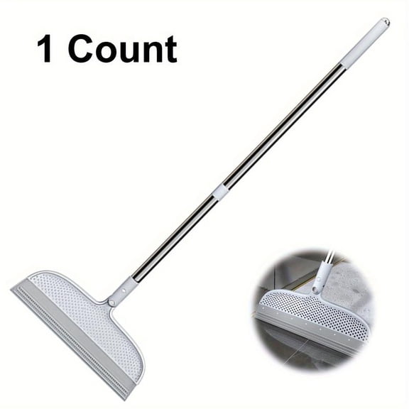 Multifunctional Magic Broom, Household Silicone Squeegee Floor Scraper, Non-Stick Hair Cleaning Tool, 4 In 1 Adjustable Floor Squeegee for Bathroom, Window, Kitchen, Tile Floor Cleaning Gray