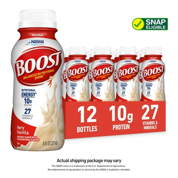 BOOST Original Nutritional Drink, Very Vanilla, 10 g Protein, 12 - 8 fl oz Bottles