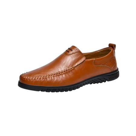 

Josdec Oversized Men s Shoes Leather Pea Leather Shoes Driving Lazy Shoes Brown on Clearance