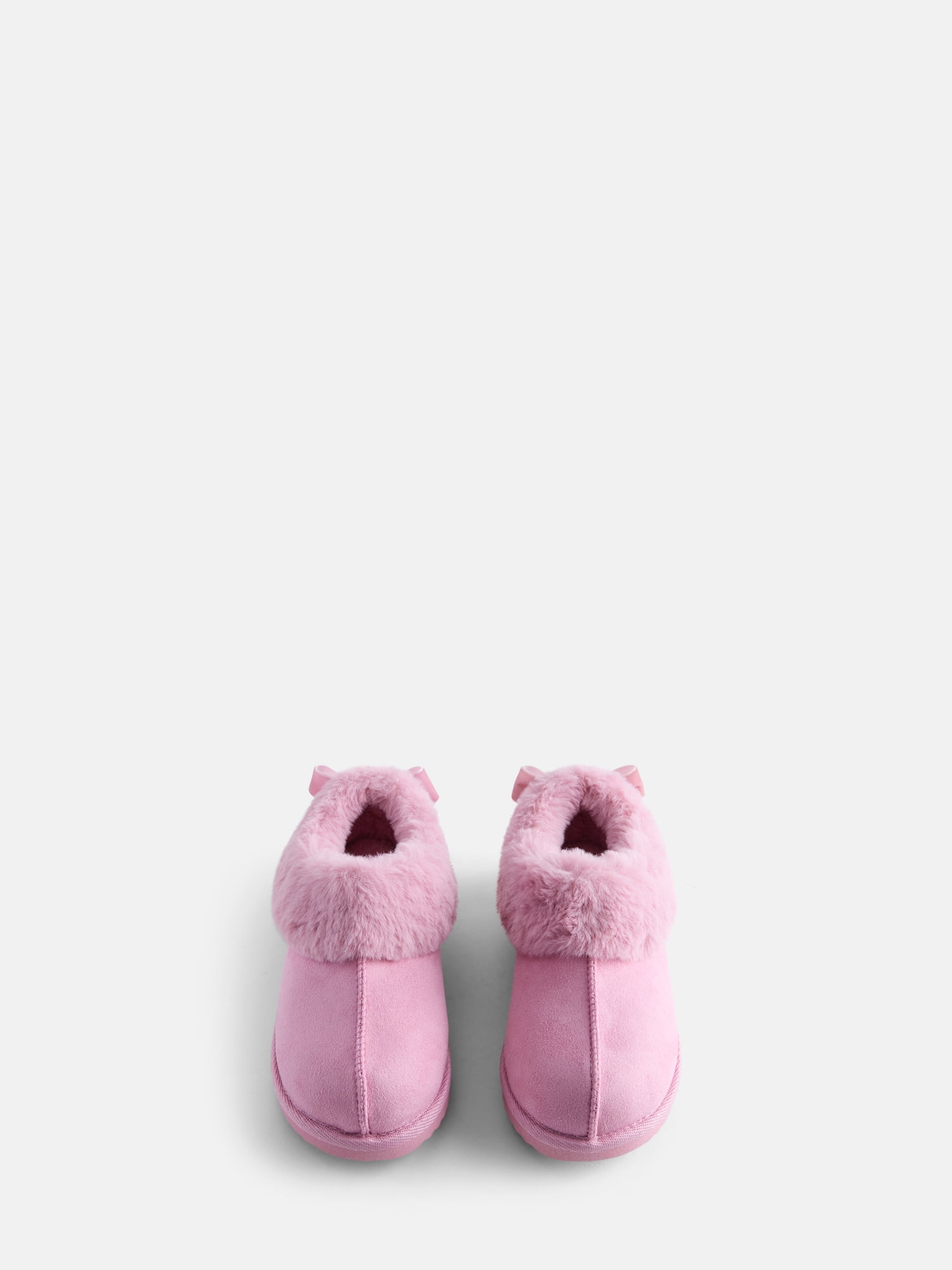Wonder Nation Baby, Toddler, Little and Big Girls Faux Fur Trim Slippers