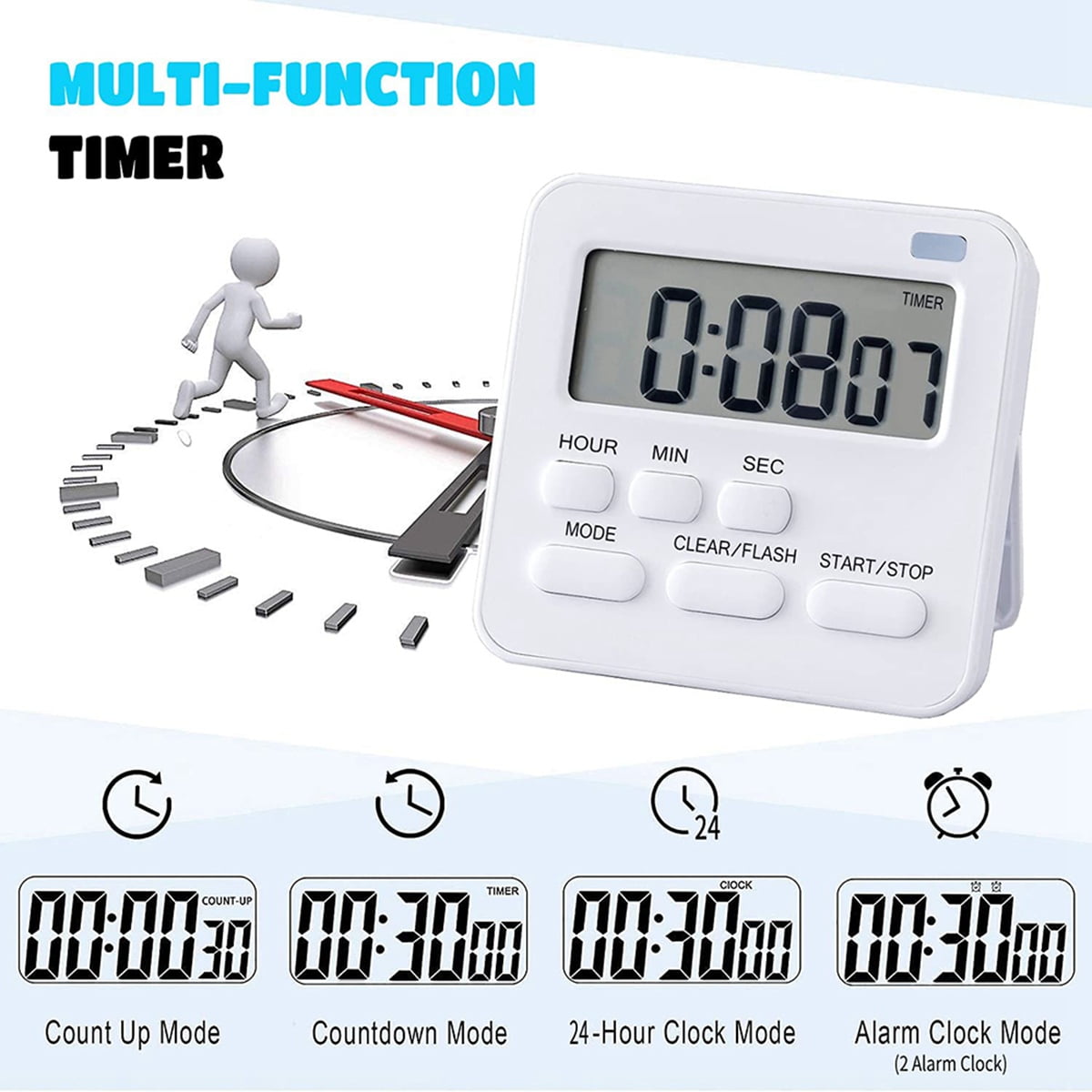 Minuterie Numérique De Cuisine SODIAL, Avec Affichage LCD Et Alarme Sonore (blanc)