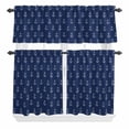 thumbnail image 2 of Kitchen Window Curtains Valance and Tier Set, Vintage Nautical Anchor Rod Pocket Tier Curtain Valance Set, Navy Blue Background Light Filtering Cafe Curtains for Bedroom Living Room, 2 of 9