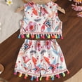 thumbnail image 4 of KPOPLK Baby Girl Summer Clothes Toddler Outfit Sleeveless Shirt Swing Cami Tank Top Cute 2 Piece Short Set 9 12 18 24 Months 3T(12-18 Months,White), 4 of 9