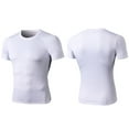 thumbnail image 3 of Ploknplq Men's Compression Shirt Fitness Sports Short Sleeve T-shirt Tight Quick-drying Top White S, 3 of 3