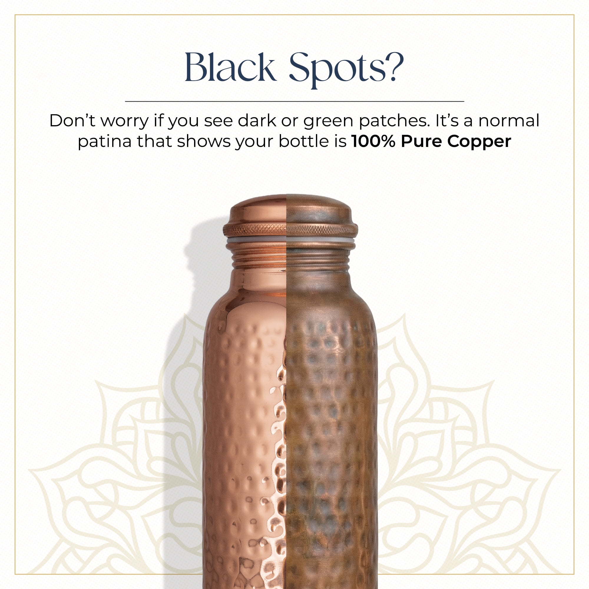 INANOSA 34 oz (1 L) Copper Water Bottle – Pure Copper Metal Bottle with Leakproof Lid – Hammered Finish, Reusable Eco Friendly Bottle for Home, Gym, Office & Travel