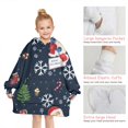 thumbnail image 6 of Dark Blue Christmas Santa Pattern Blanket Hoodies for Kids 6-13YR Oversize Wearable Blanket Hoodies for Boys Girls Teens, 6 of 7