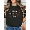 thumbnail image 1 of Happy Valentine's Day Print T-Shirt, Casual Crew Neck Short Sleeve Comfort Tee Top For Spring & Summer, Women's Clothing, 1 of 6