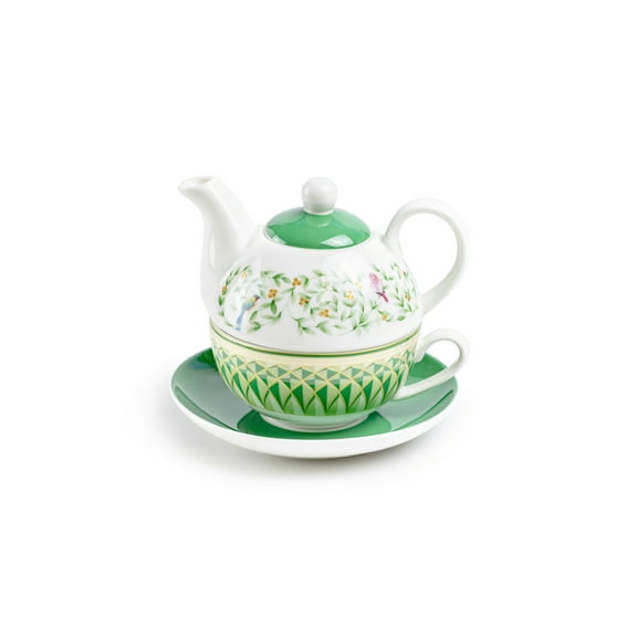 Grace Teaware Emerald Geo Bloom Fine Porcelain Tea For One Set Stechcol Gracie China