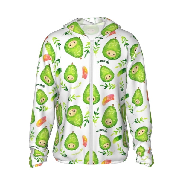 Balery Kawaii Avocado Sudadera ligera de manga larga con capucha y protección solar UPF 50+ para hombre y mujer, ideal para pesca y running-XX-Large