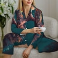 thumbnail image 6 of Fotbe Abstract Botanical Heart Pattern Long Sleeve Pajama Set for Women,Sleepwear Set,2-piece Loungewear Set,Soft PJs Comfy Nightwear with Pockets -XX-Large, 6 of 7