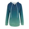 thumbnail image 5 of Jinhomg Women's Long Sleeve Drawstring Hoodies Trendy Gradient Color Button Up Pullovers Lightweight Comfort Kangaroo Pocket Sweatshirts Clearance Items for Women Light Blue L, 5 of 6