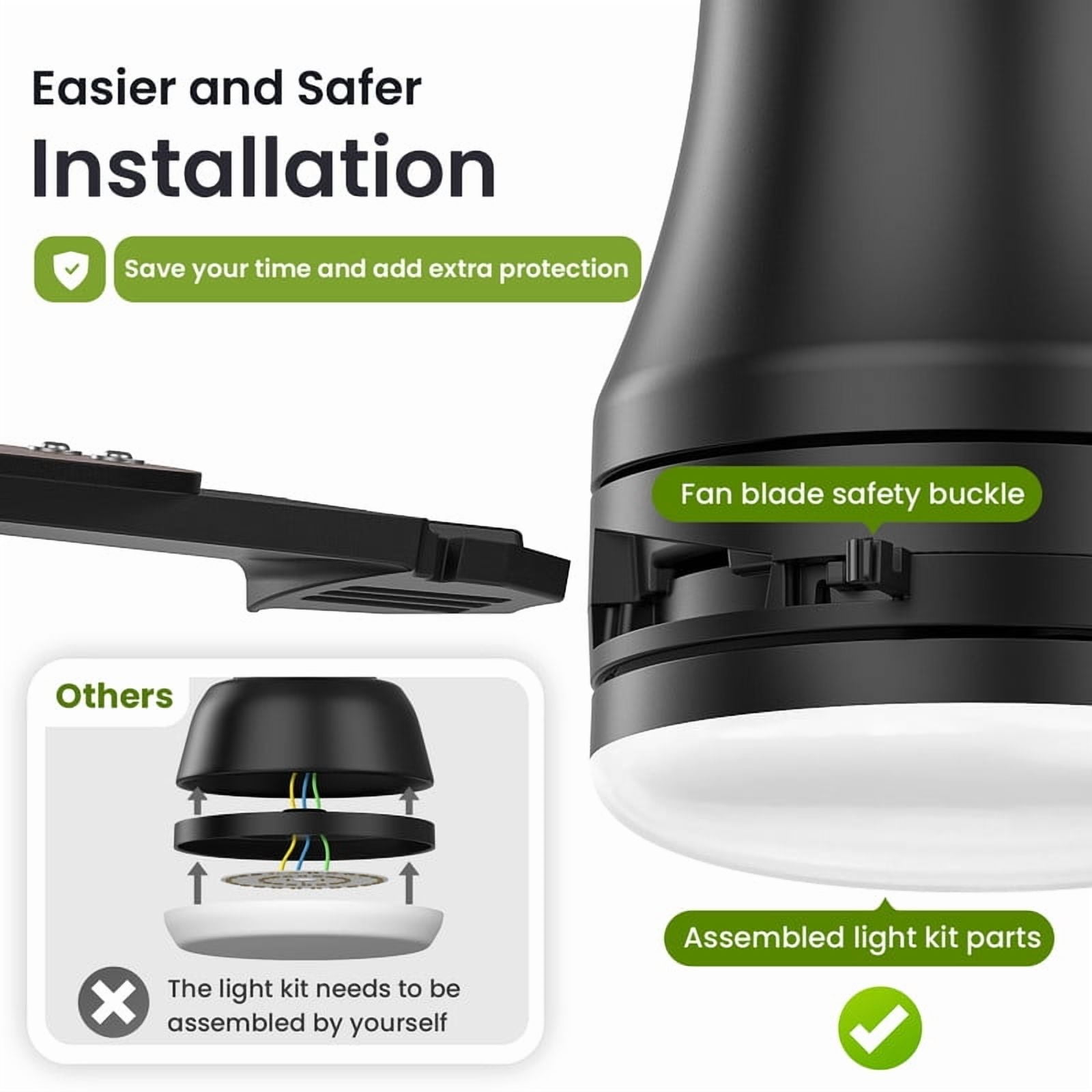 42" Modern Ceiling Fans with Light - 6 Speed, Remote Control, Reverse Airflow, LED Bulb, Flush Mount for Bedroom Living Room