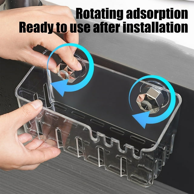 Kitchen Sink Sponge Caddy,Hanging Sink Organizer,Movable Sink Caddy,Plastic Drainage Basket,Double Sink Storage Holder,Sponge Brush Organizer,Rust Proof Sink Rack,Quick Dry Cleaning Tool Caddy