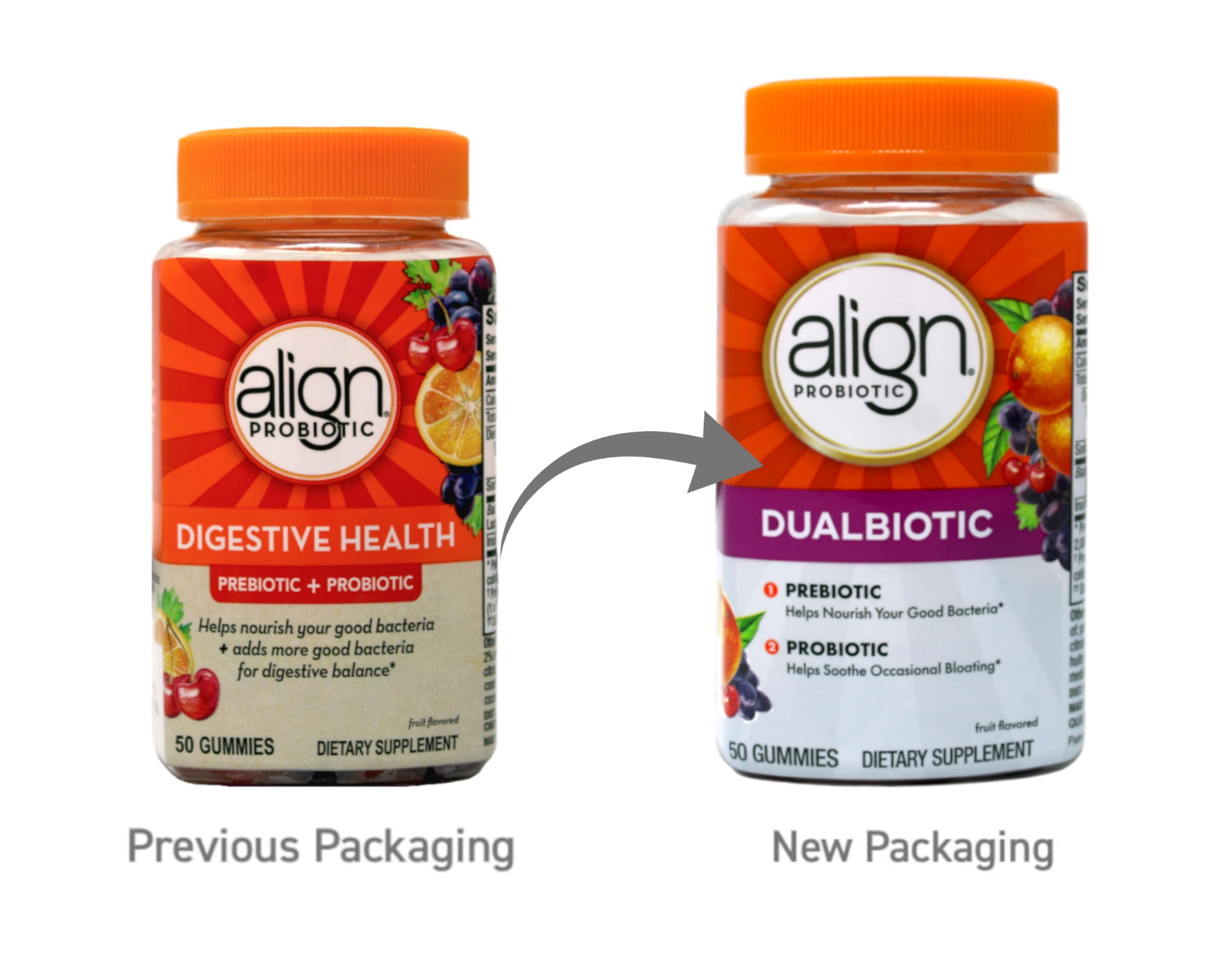 6 Pack - Align Digestive Health Prebiotic + Probiotic Gummies Fruit Flavored - 50 Ct