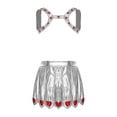 thumbnail image 2 of Aislor Mens Metallic Cupid Set Shiny Valentines Outfits Chest Harness with Slit Skirt Silver S, 2 of 7