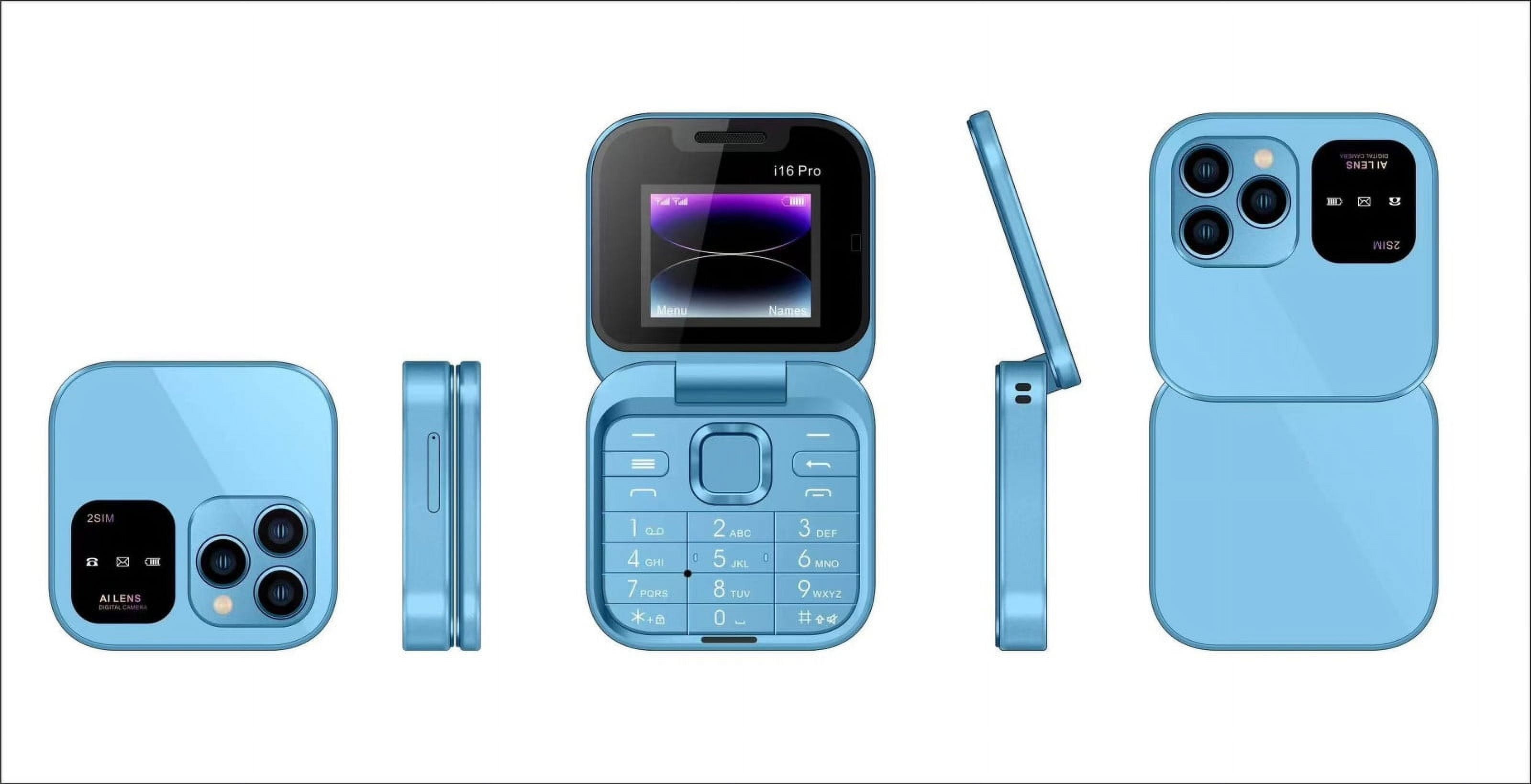 VOAVEKE Folding Flip Phone Double SIM Double Standby Mini Backup Phone