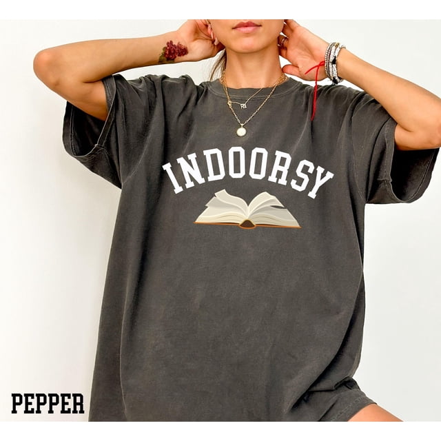 Indoorsy Comfort Colors T-Shirt Unisex Book Library School Study Indoor Coffee Cafe Gift M - Ivory - M