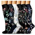 thumbnail image 1 of TSADFHJI Chaussettes Femmes 6 Pcs Longues Chaussettes de Compression Leggings Longues Course Chaussettes de Sport Extérieures Chaussettes de Sommeil en Coton pour Femmes Filet Noir S, 1 of 2
