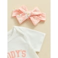 thumbnail image 4 of Bagilaanoe 3Pcs Newborn Baby Girl Shorts Set Short Sleeve Print Romper Tops + Floral Shorts + Hairband 3M 6M 12M 18M Infant Casual Summer Clothes, 4 of 7