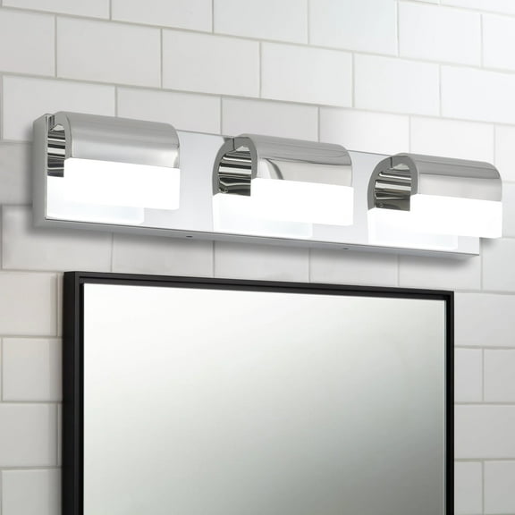 3-Light vanity light Fixtures LED Modern Bathroom 23.7-Inch, Chrome Modern Acrylic Bathroom Wall Lighting Fixtures Over Mirror (Cool White 6000K)