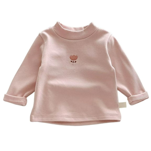 Baby Kids Thermal Shirt Pink Long Sleeve Toddler Shirt Girls Turtleneck T-Shirts Boys Fall Shirts Girls Size 6-12 Months Tops