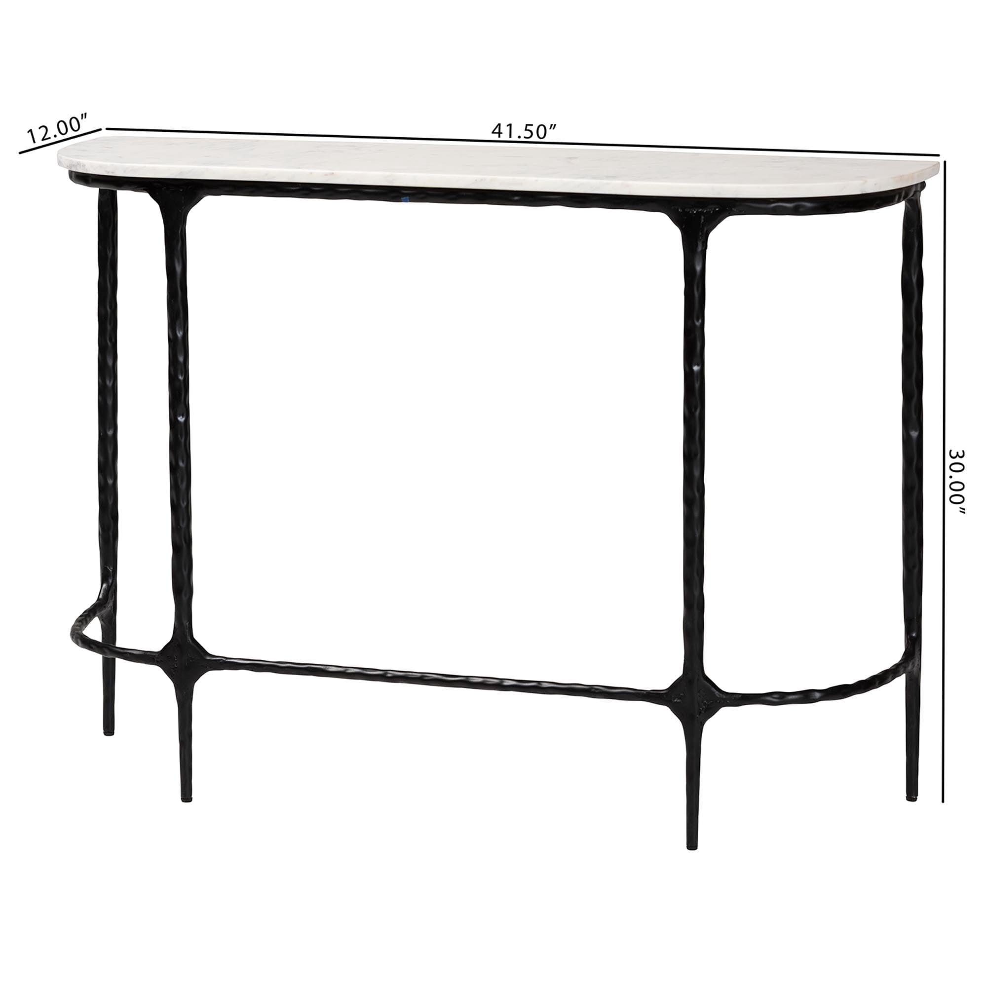 Baxton Studio Edsel Modern Console Table, Rounded, Marble White