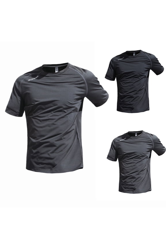 Men's Ultra Light Performance Running Tee with Seamless Stitching and Crew Neck Featuring Soft Breathable Moisture Wicking Fabric Black L