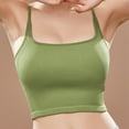 thumbnail image 3 of DuoJiaJ Women's Comfortable And Summer New Square Neck Rib Sports Breathable Fitness Tank Top Bra Wireless Bras Green, 3 of 5