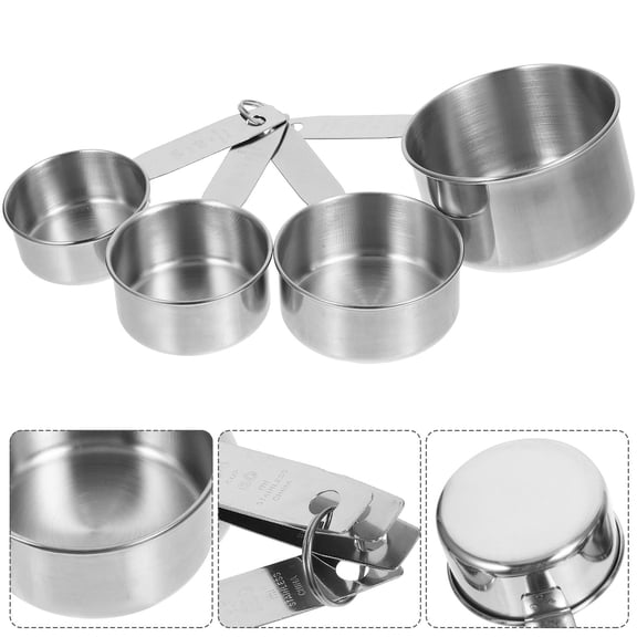 IBASETOY 4Pcs Flat Measuring Spoons Kitchen Utensils for Dry Ingredients and Cooking Silver