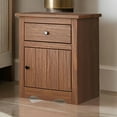 thumbnail image 6 of Stav Nightstand- 1 Drawer and Door- 25 Inch- Plank Style- Brown Solid Wood, 6 of 6