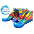 thumbnail image 3 of Pogo Crossover Double Water Slide Bounce House Combo, Building Block Removable Pools, 3 of 8