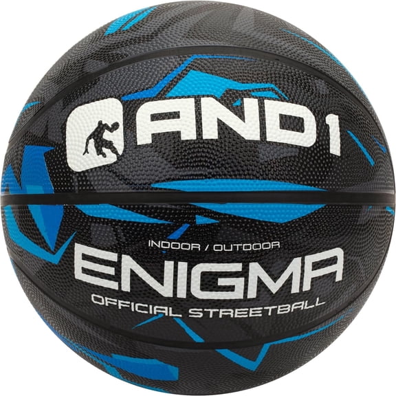 AND1 Enigma Classic Rubber Basketball, Size 7 (29.5"), Indoor/Outdoor, Deep Channel Construction, Vibrant Colors