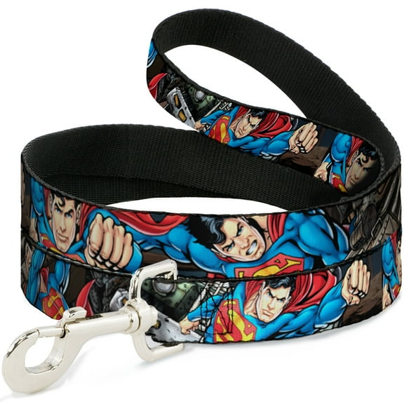 DC Comics Pet Leash, Dog Leash, Superman Metropolis Face Off, 4 Feet Long 0.5 Inch Wide