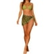 thumbnail image 2 of Conjuntos de Bikini Bandeau de 3 Piezas para Mujeres con Anillo Ajustado, Trajes de Baño Sin Tirantes con Falda de Sarong, Talla X-Large, Verde, 2 of 5