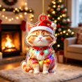 thumbnail image 2 of 2026 Christmas Home Party Decoration Cute Christmas Tree Decorations Flat Printed Acrylic Christmas Hanging Ornaments Lovely Pet Pendant For Xmas Party Home Indoor Holiday Decor, 2 of 8