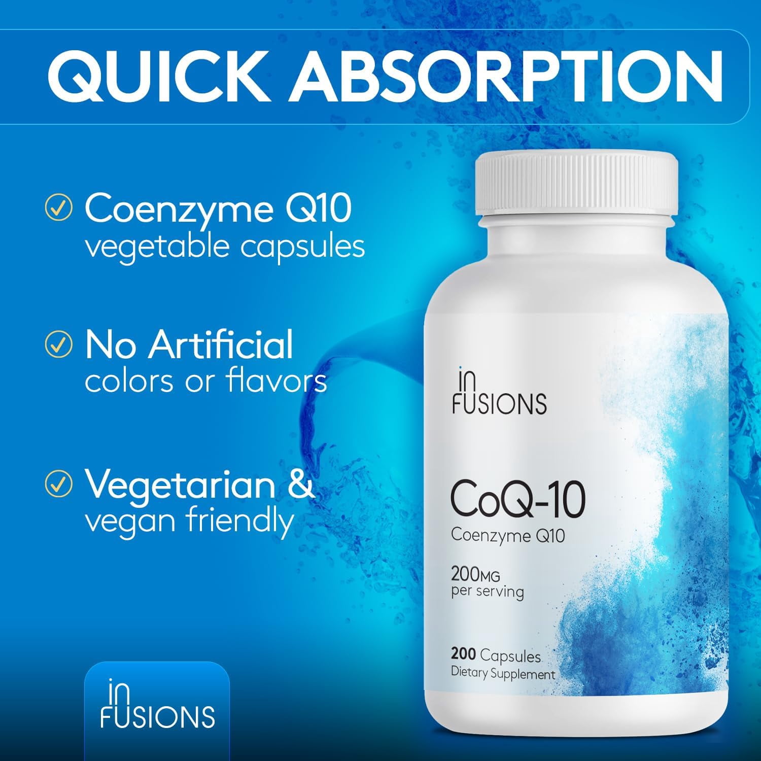 Pure CoQ10 200mg 400 Capsules (Coenzyme Q10) High Absorptions Vegan Gluten Free Non-GMO - Pack of 2