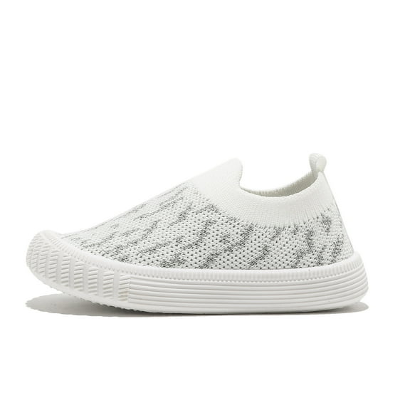 kkdom Boys Girls Sneakers Shoes Lightweight Slip-on Walking Shoes White Size 6 Toddler