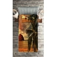 thumbnail image 2 of Ambesonne Beach Quilted Coverlet 2 Pcs, Havana Seashore Sunny, Twin Size, Dark Green Pale Brown, 2 of 2