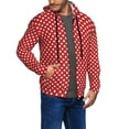 thumbnail image 2 of Goofa Red Polka Dot Pattern Mens Full-zip Hoodie, Zip-up Pullover Hooded Sweatshirt, Kangaroo Pocket Hoodie Ideal for Daily Wear, Travel, and Home-Large, 2 of 5