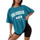 thumbnail image 1 of Camiseta holgada de manga corta y cuello redondo con estampado informal para mujer, 1 of 4