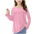 thumbnail image 4 of Girls Oversized Long Sleeve Shirts Kids Fashion Crewneck Tunic Tops Tees 5-13 Years Pink 5-6 Years, 4 of 7