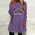 thumbnail image 2 of Lovskoo Women's Fuzzy Fleece Sweatshirt Pullover Tops Crewneck Long Sleeve Pocket Printed Winter Thick Warm Plush Top Purple, 2 of 5