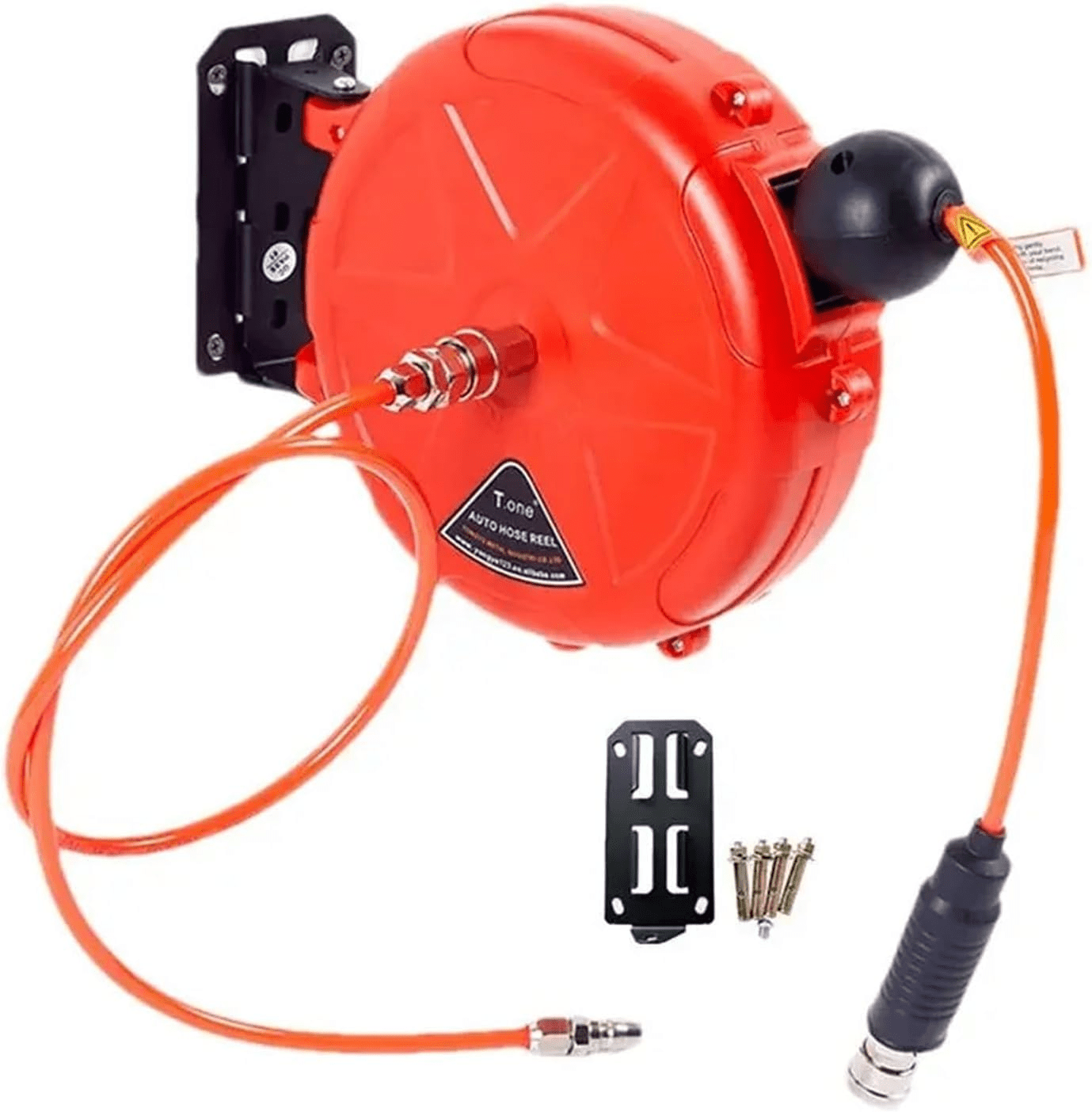 393.7in Retractable Air Hose Reel - Auto-Rewind, Rotating Bracket, Quick Connector, 180° Swivel Clamp, Commercial Grade Wall-Mounted for Air Compressor & Car Repair