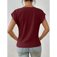thumbnail image 5 of Cuteduck Womens Tops V-Neck Twist Front Rolled-Up Sleeves Casual Shirts S-XXL, 5 of 5