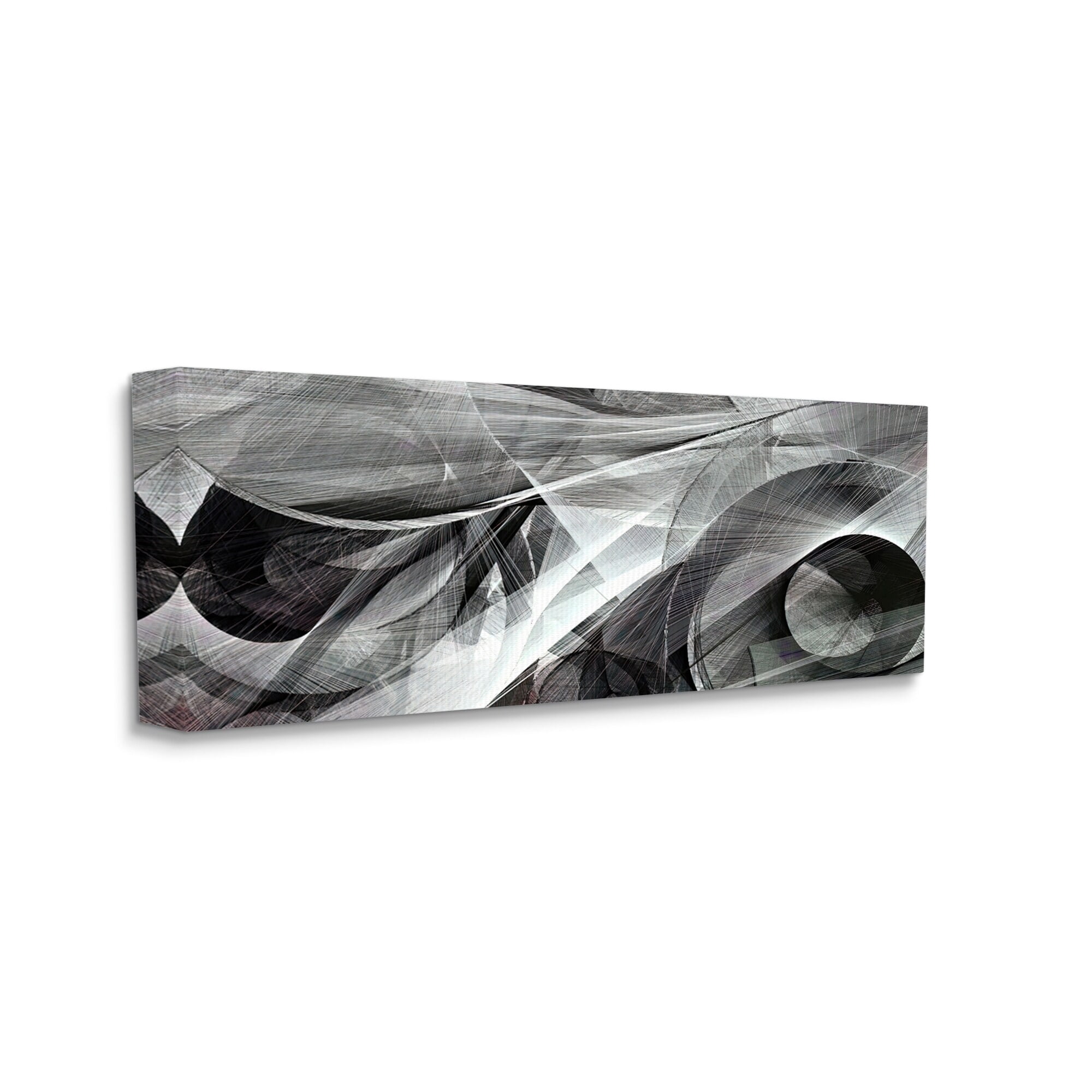 Stupell Industries Monochrome Abstract Shapes Dense Geometric Circular Lines Canvas Wall Art, 24 x 10, Design by Alpenglow Workshop