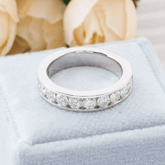 Bow Jewel 2.4 Ct Round Brilliant Cut Lab Created Diamond Band - Wedding Silver Band - Engagement Anniversary Channel Set Eternity Ring Band for Women's - Handmade Jewelry for Mom/Sister/Girlfriend